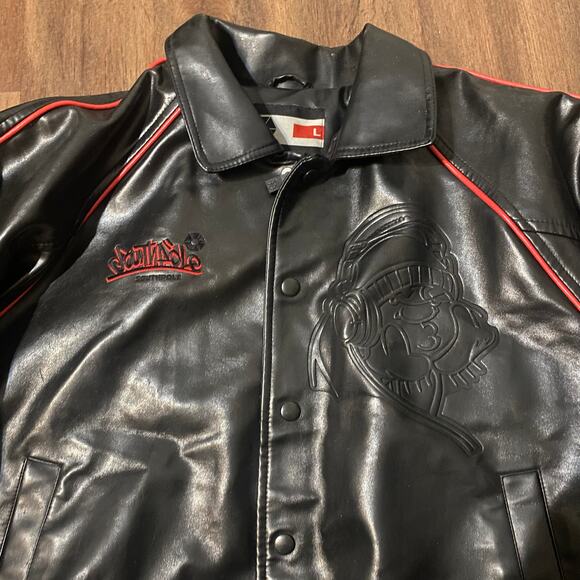 Southpole Varsity Style Faux Leather Bomber Jacket Size Large - Picture 3 of 6
